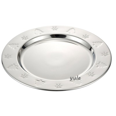 wholesale 30cm 33cm Bulk Sale Customized Stainless Steel Serving Trays Charger Plate for special events