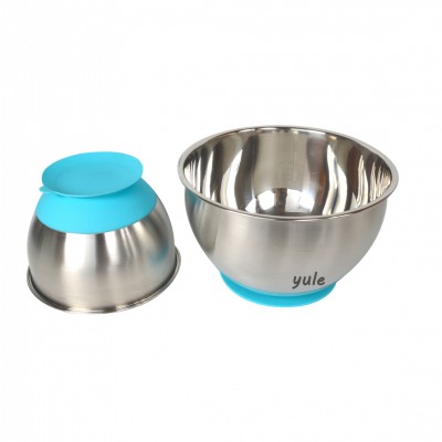 New style Stainless Steel Suction Cup Mixing Bowls Korean style suction cupsstrong adsorption steel mixing bowl with measurement