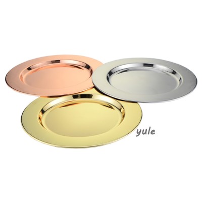 wholesale 30cm/33cm  Luxury gold dishes stainless steel charger plate for wedding party