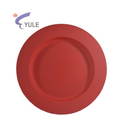 2020 Hot Products Dinnerware Stainless Steel Charger Plates Matte Red Color Wedding Decoration Round Plates for Restaurant